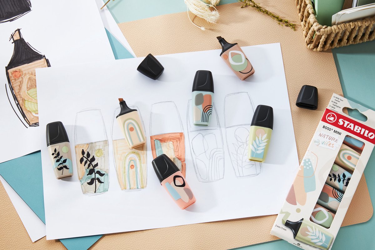 STABILO BOSS MINI NATUREvibes Markeerstiften — Etui met 6 Kleuren