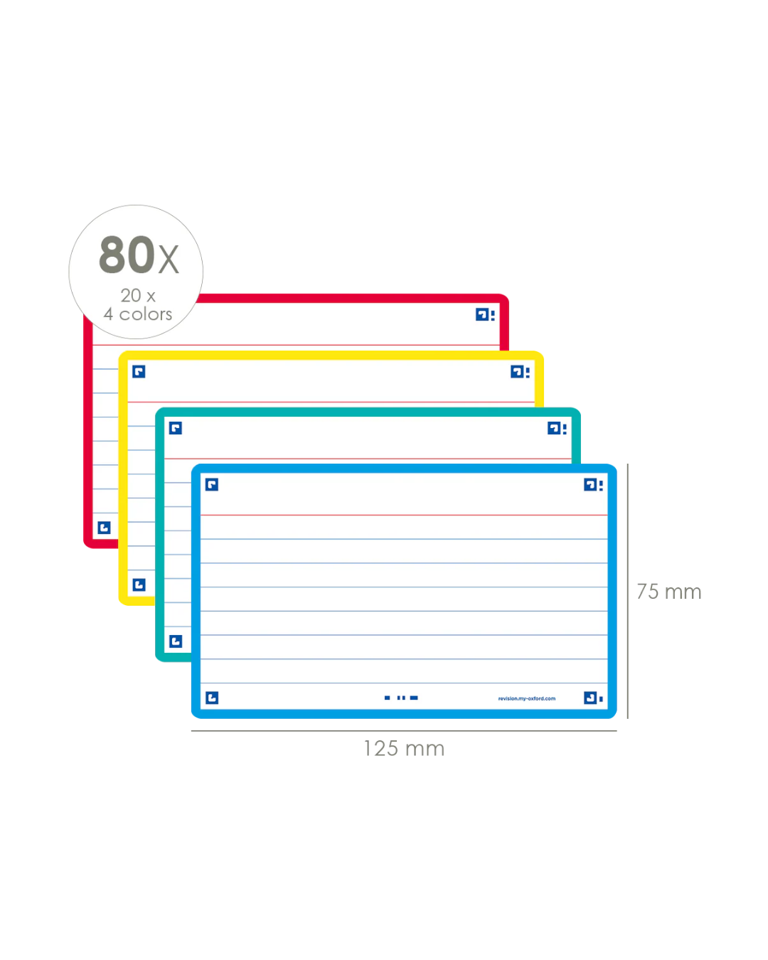 OXFORD flashcards A7 pak - 80 stuks multicolor - Academia Now - Schoolspullen voor de middelbare school, schoolplanner, agenda, notitieboek, flashcards, Stabilo- en Oxford schoolspullen voor beter plannen en leren - Hard Work Beats Talent