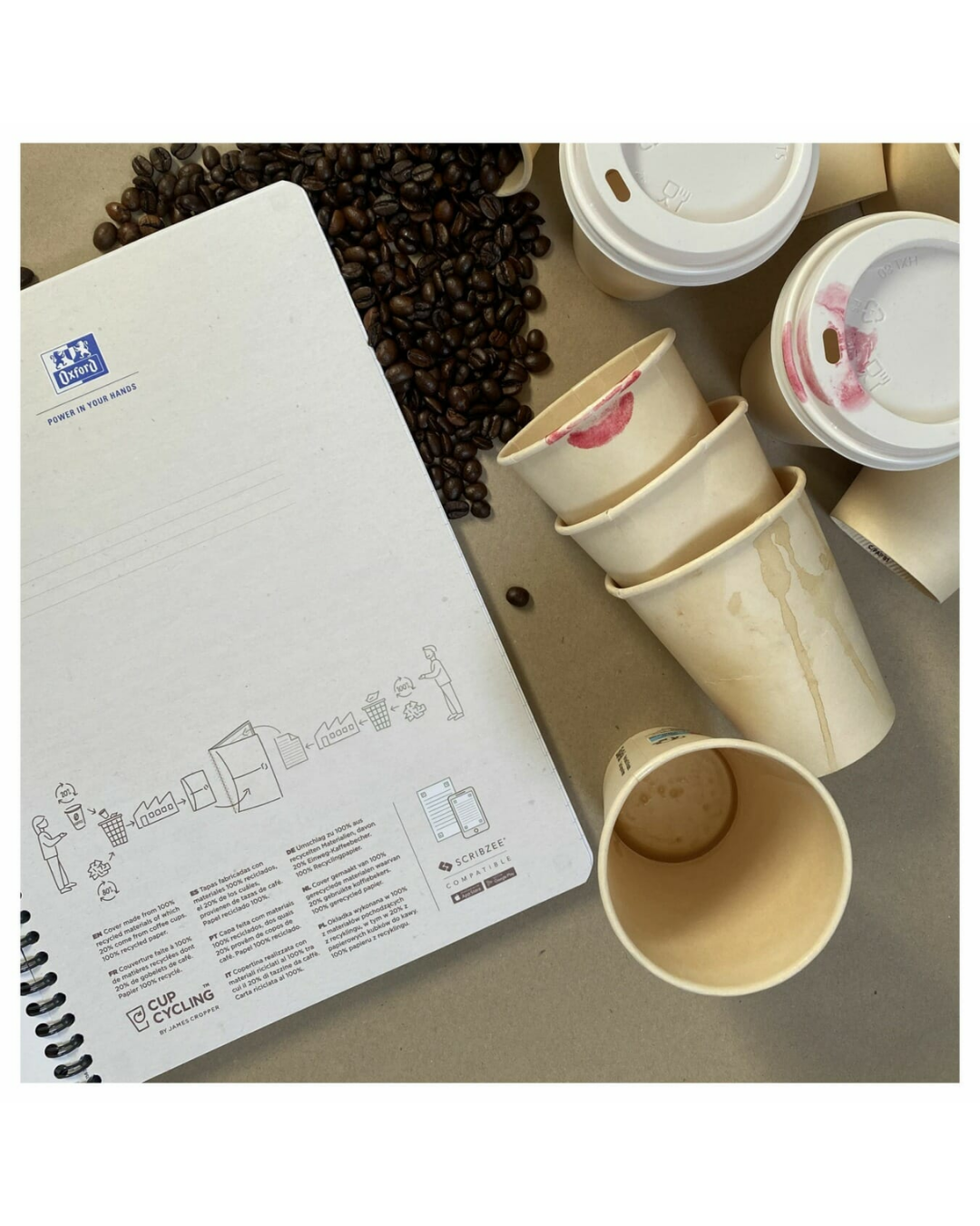Oxford Notebook My Rec’up A5 Gelinieerd Zand - Academia Now - Schoolspullen voor de middelbare school, schoolplanner, agenda, notitieboek, flashcards, Stabilo- en Oxford schoolspullen voor beter plannen en leren - Hard Work Beats Talent
