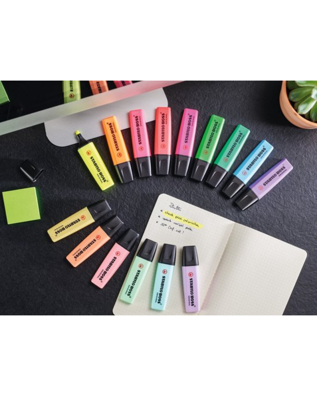 STABILO BOSS ORIGINAL markeerstiften etui - 6 kleuren - Academia Now - Schoolspullen voor de middelbare school, schoolplanner, agenda, notitieboek, flashcards, Stabilo- en Oxford schoolspullen voor beter plannen en leren - Hard Work Beats Talent