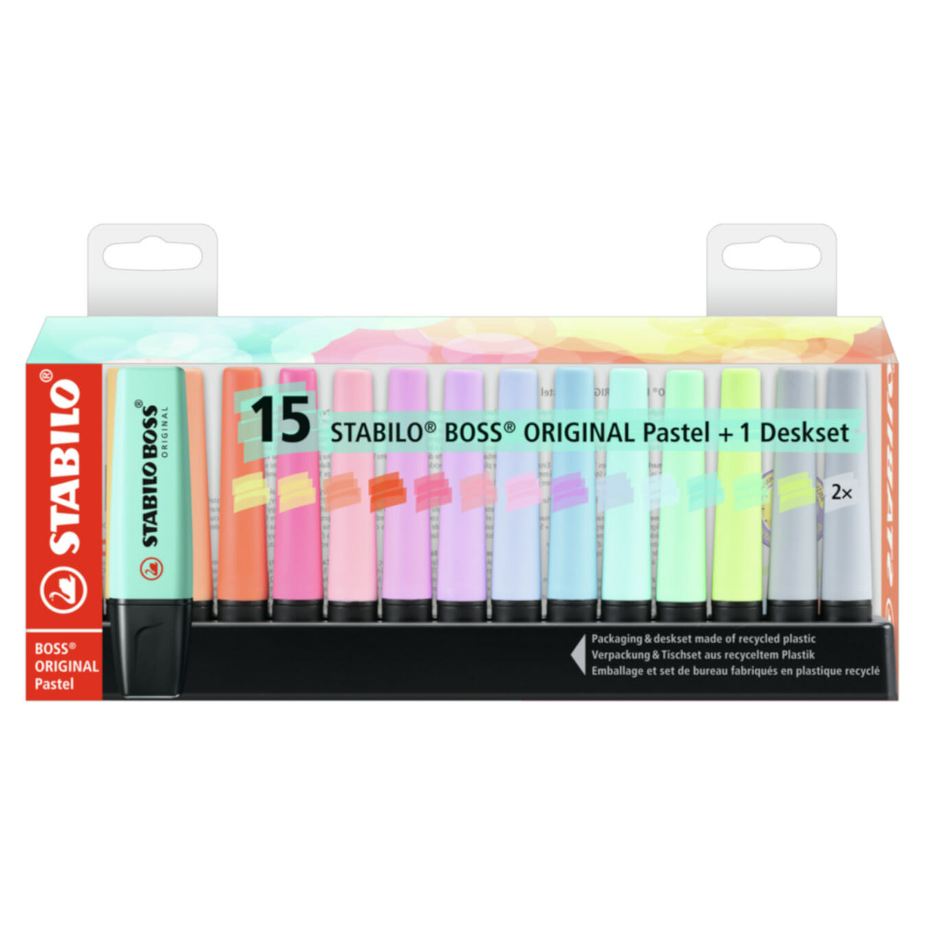 STABILO BOSS ORIGINAL Markeerstiften Pastel Deskset — 15 Stuks