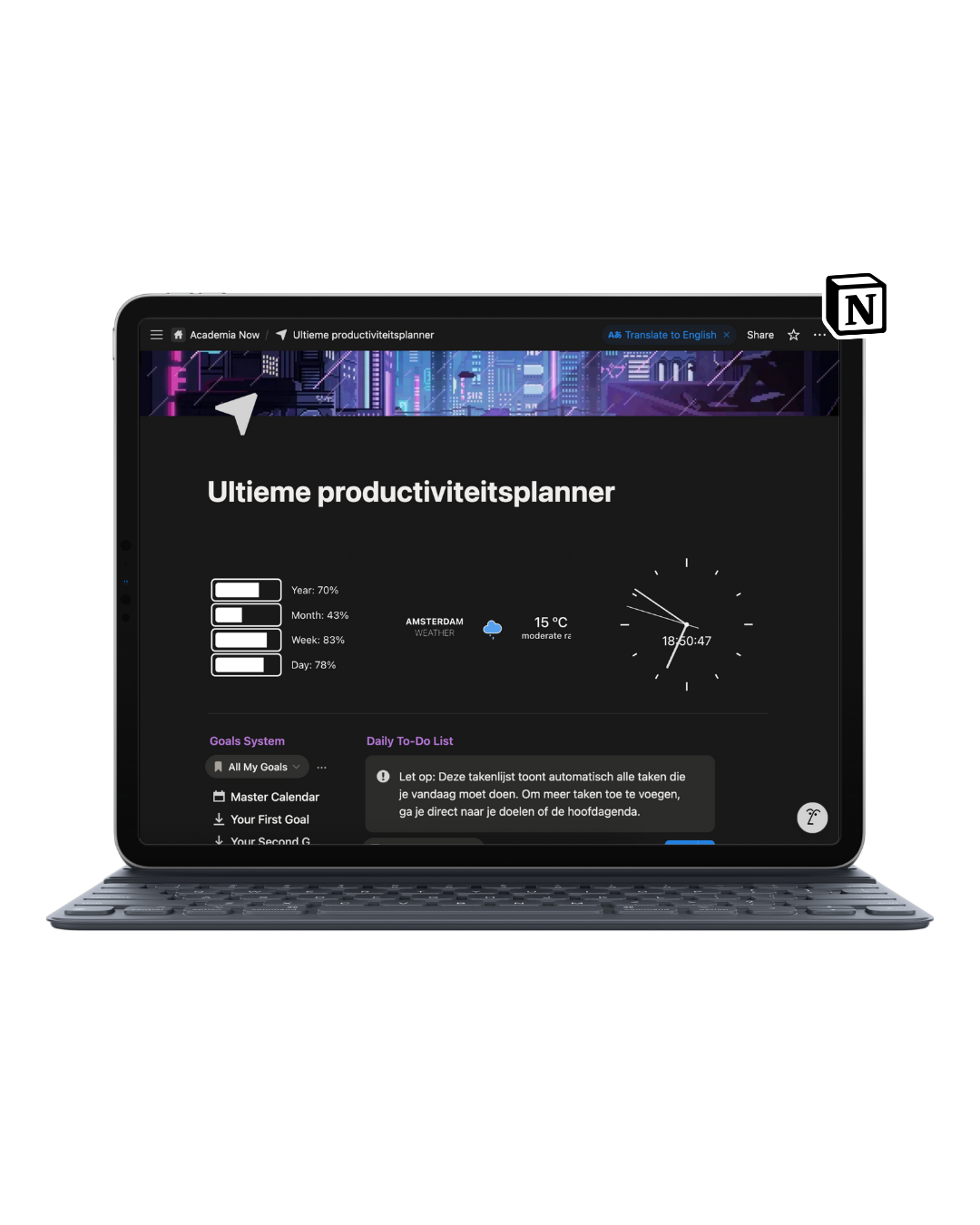 Ultieme productiviteitsplanner: digitale Notion-planner voor doelen en taken (afbeelding 1)