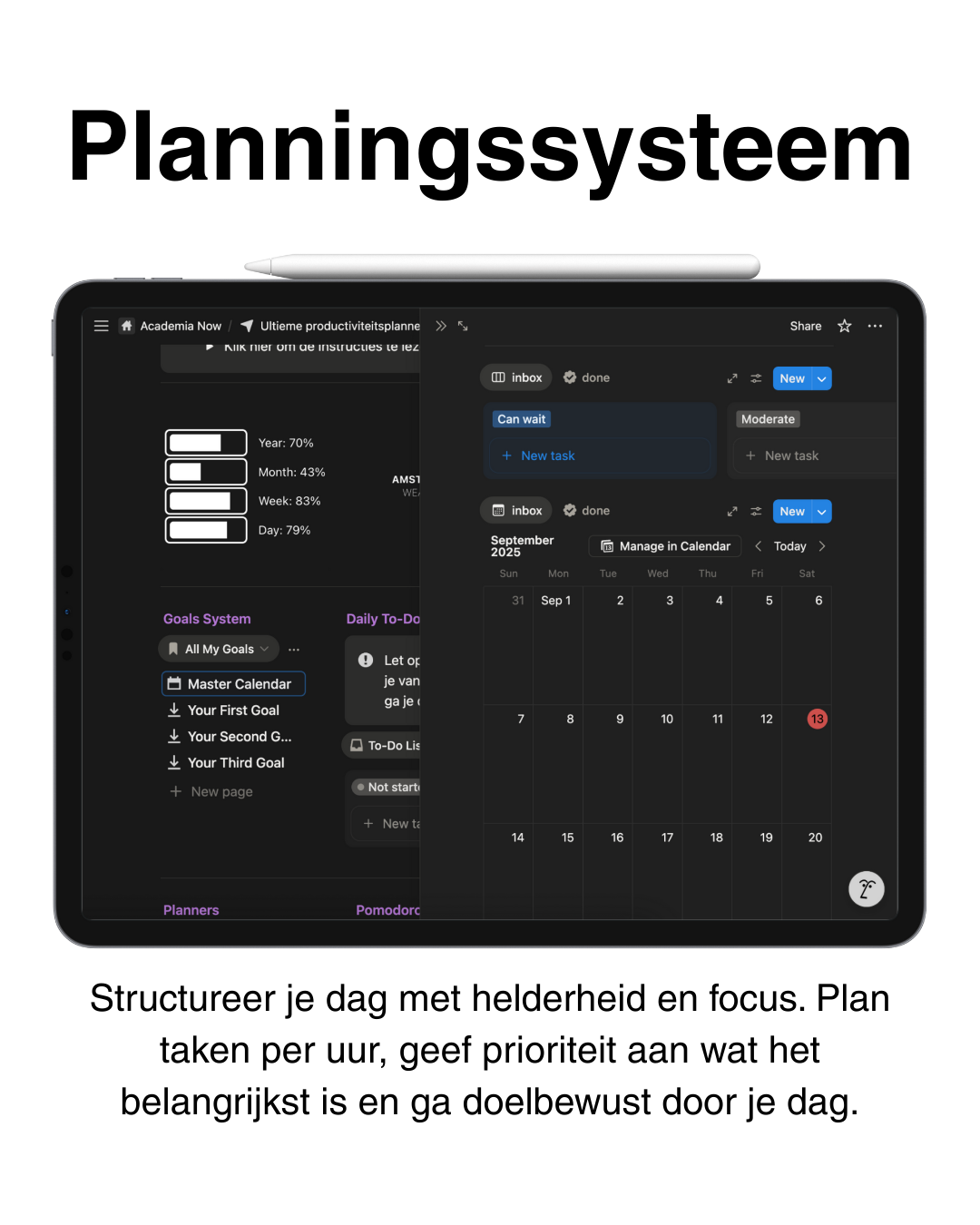 Ultieme productiviteitsplanner - digitaal voor maximale efficiëntie - Academia Now - Schoolspullen voor de middelbare school, schoolplanner, agenda, notitieboek, flashcards, Stabilo- en Oxford schoolspullen voor beter plannen en leren - Hard Work Beats Talent